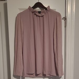 Ann Taylor Mauve Ruffled Neck Blouse